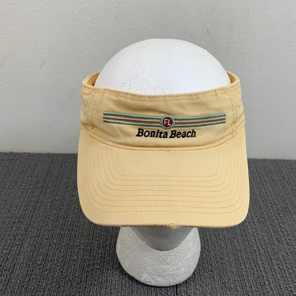 Bonita Beach Fl Distressed Visor Unisex OSFA Yellow Adjustable Strapback Strand